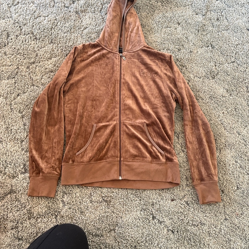 BCBGMaxAzria Tan Velour Hoodie